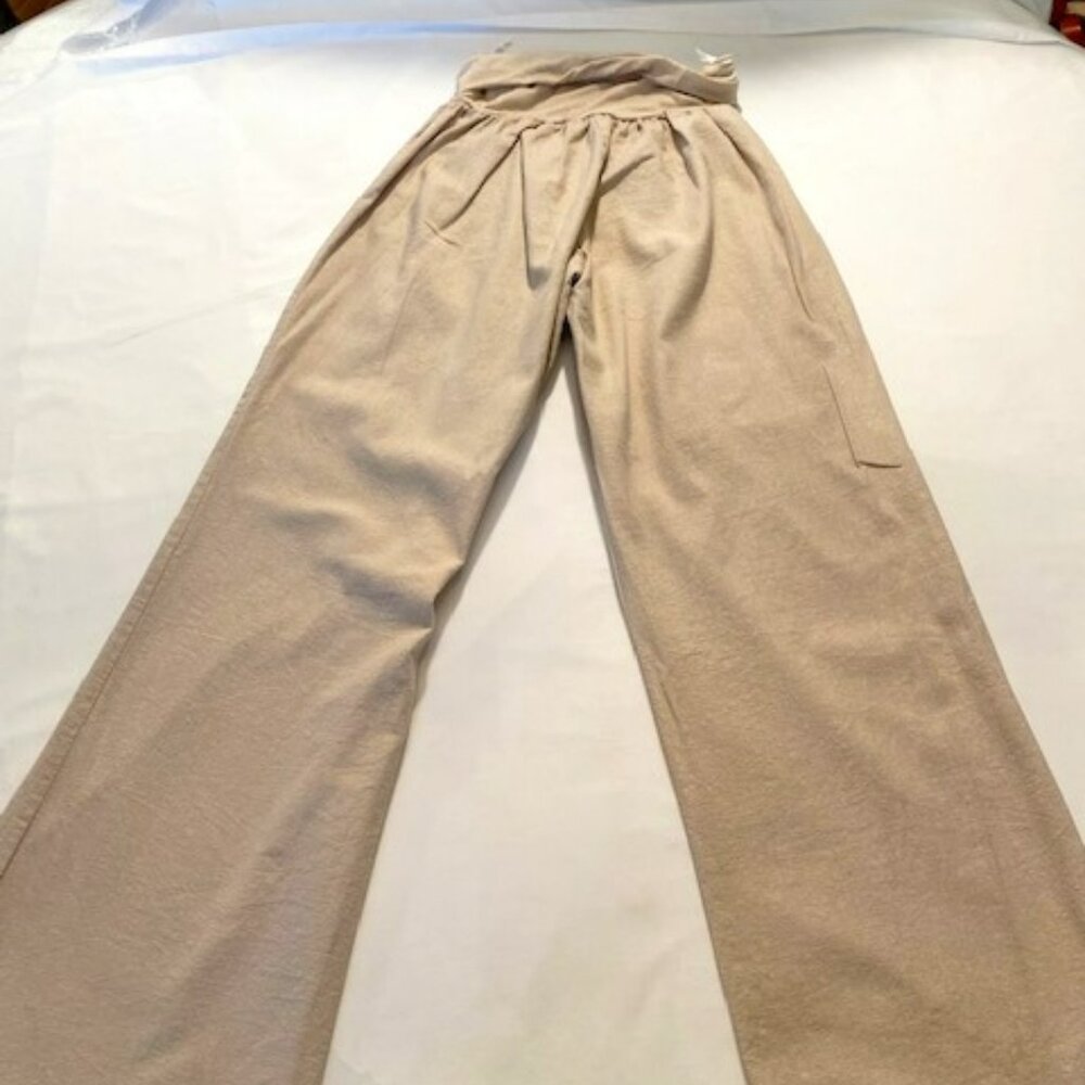 Women's "Body Central" - Size M Wide Leg Linen Slacks - Light Tan